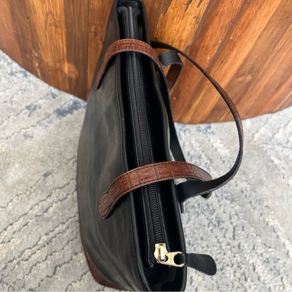 Brahmin Leather Tote Bag Black Tuscan Pecan Melbourne Susana Collection Retired - Picture 7 of 10